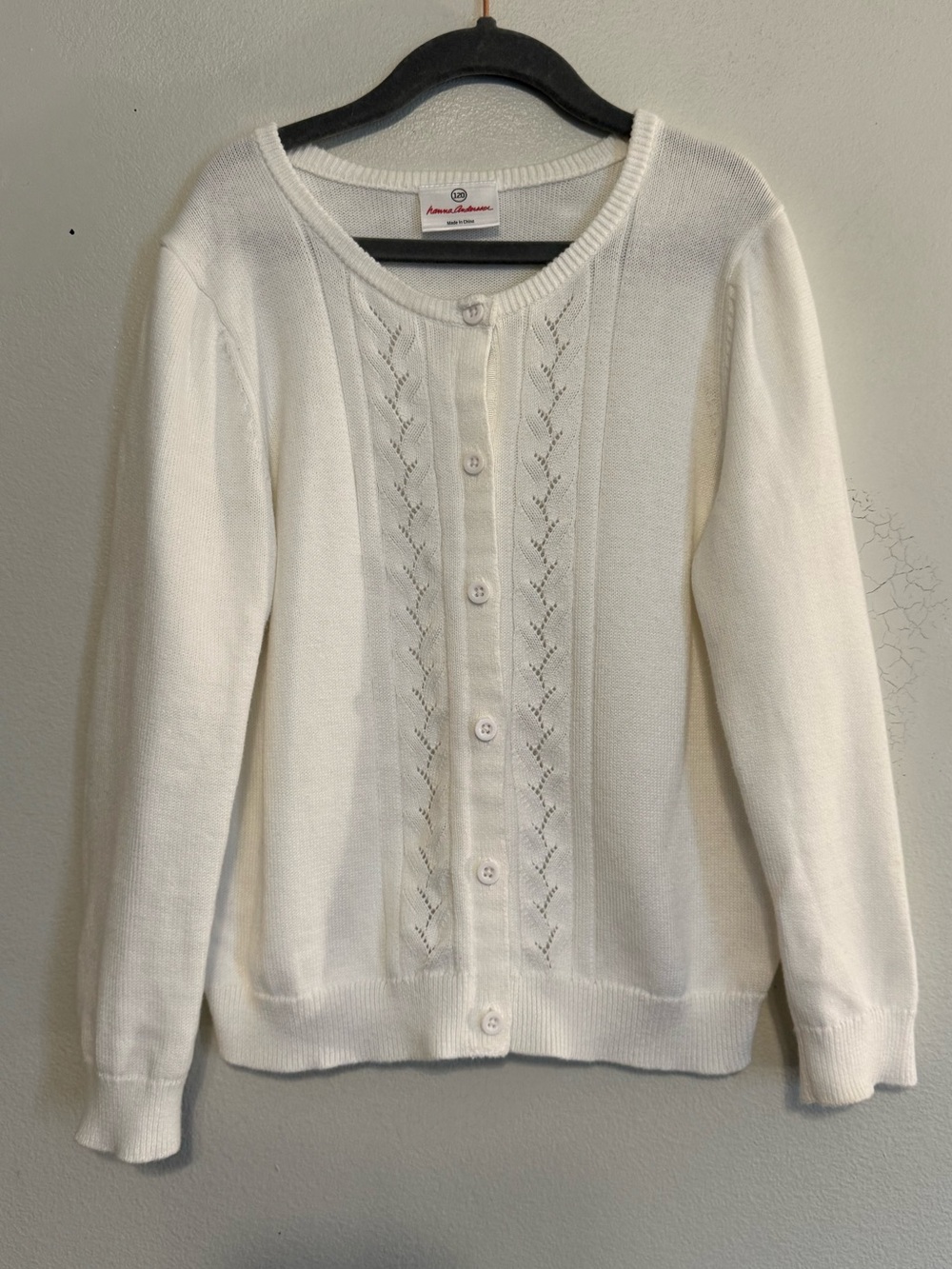Hanna Andersson Girls White Cardigan Sweater Size 120cm 6-7